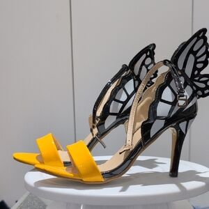 Butterfly Wing Yellow and Black Heel Sandals size 37 (6.5)